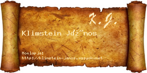 Klimstein János névjegykártya